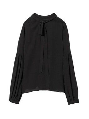 Nili Lotan Abbeline 100% Silk Blouse Long Sleeve Drop Shoulder Black Large